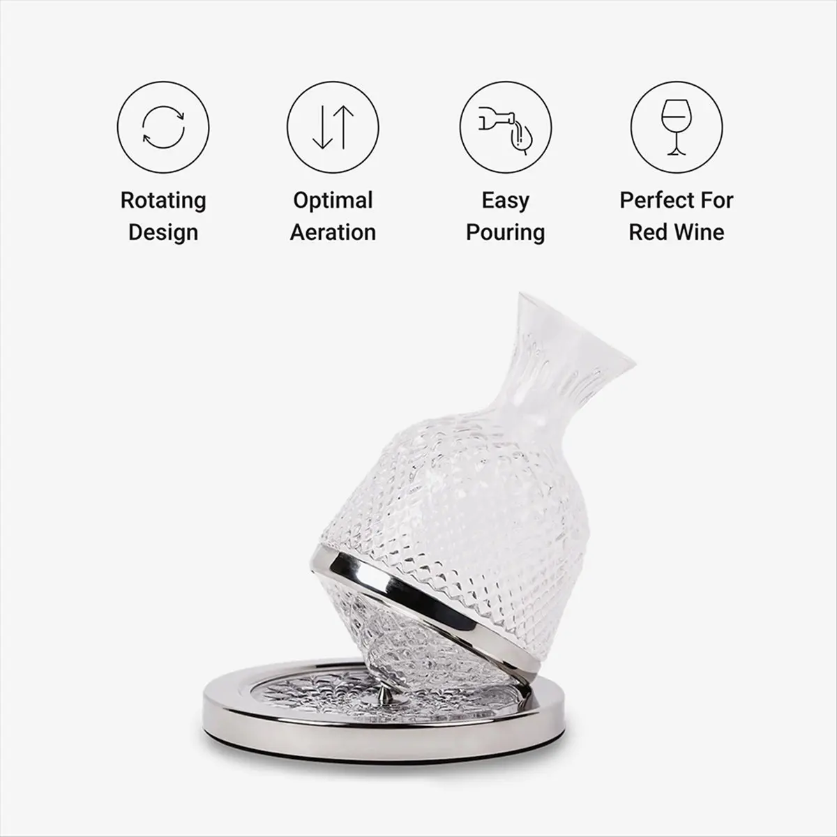 DT81 Rotating Wine Decanter Tumbler 1.5L Decanter Dispenser Crystal Glass Bottle Wine Aerator Mirror Jug Gift BarDecoration,A