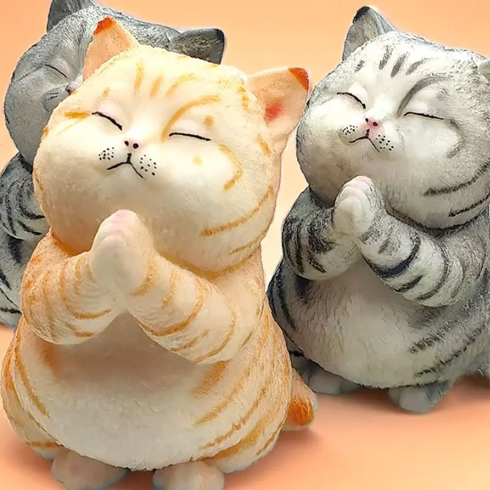 Prayer Cat Taba Squishy Toy Silicone Fuzzy Super Big Cat Squeeze Toy Handmade Kitten Mochi Toy Hand Relax Stress Release Gifts