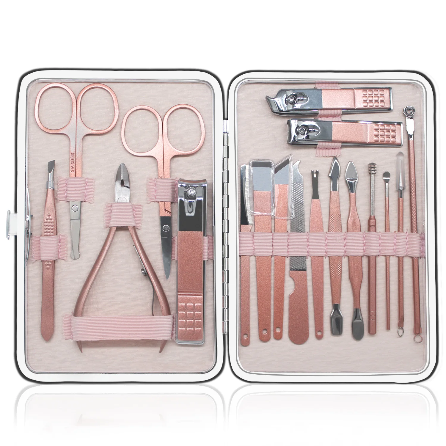 

18-in-1 Manicure & Pedicure Set Stainless Steel Professional Foot Care Tool Kit with Leather Travel Case