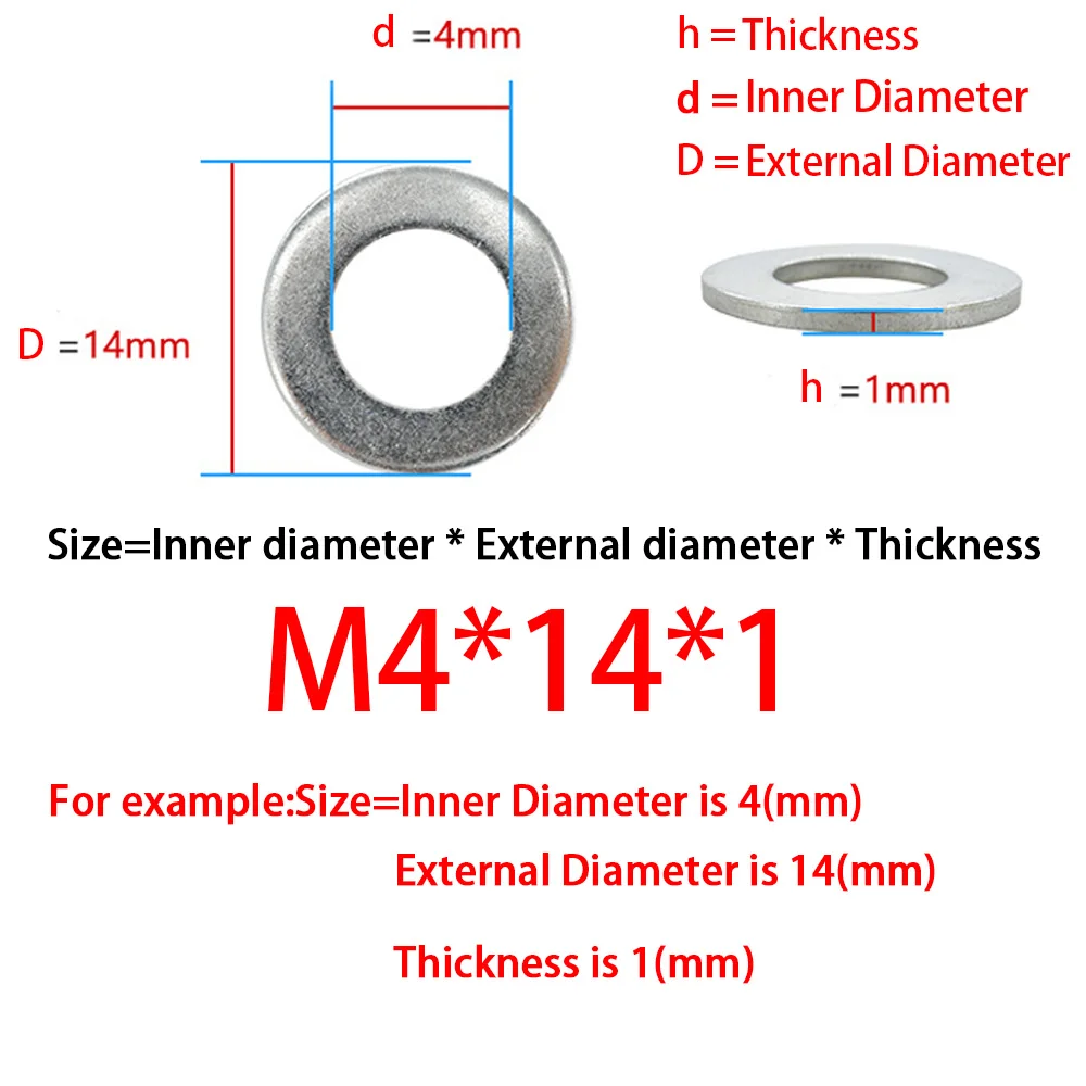 150/200pcs Carbon Steel White Flat Washer O Ring M3 M4 M6 M8 Metal Gasket Meson Sealing Plain Washers for Furniture WoodWorking