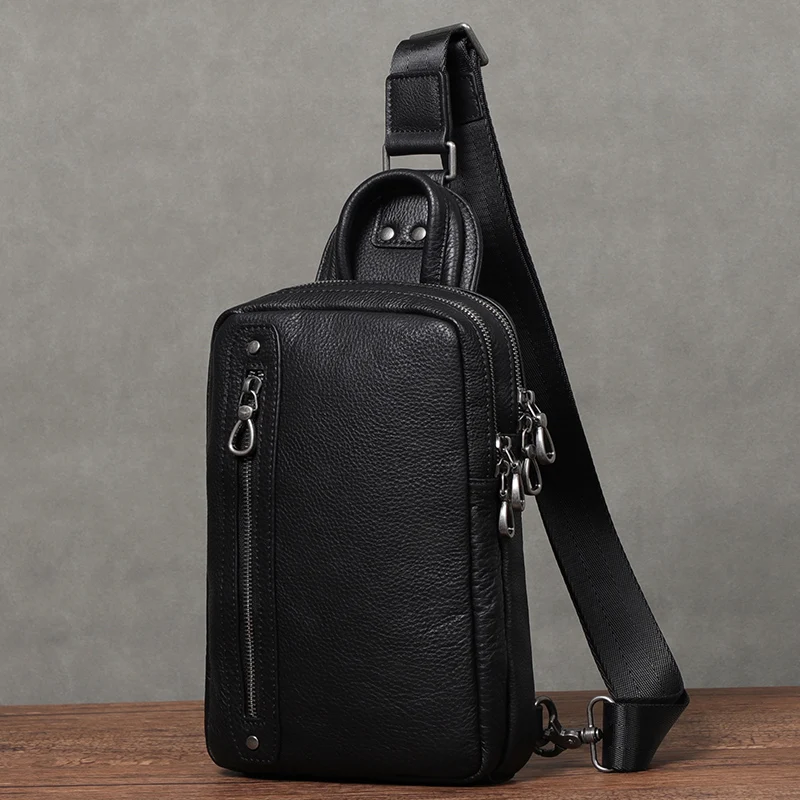 High Quality Men Chest Bag Pack Genuine Leatherr Men Crossbody Bags Fashion Men Bag Shoulder Messenger Bags Real Leather