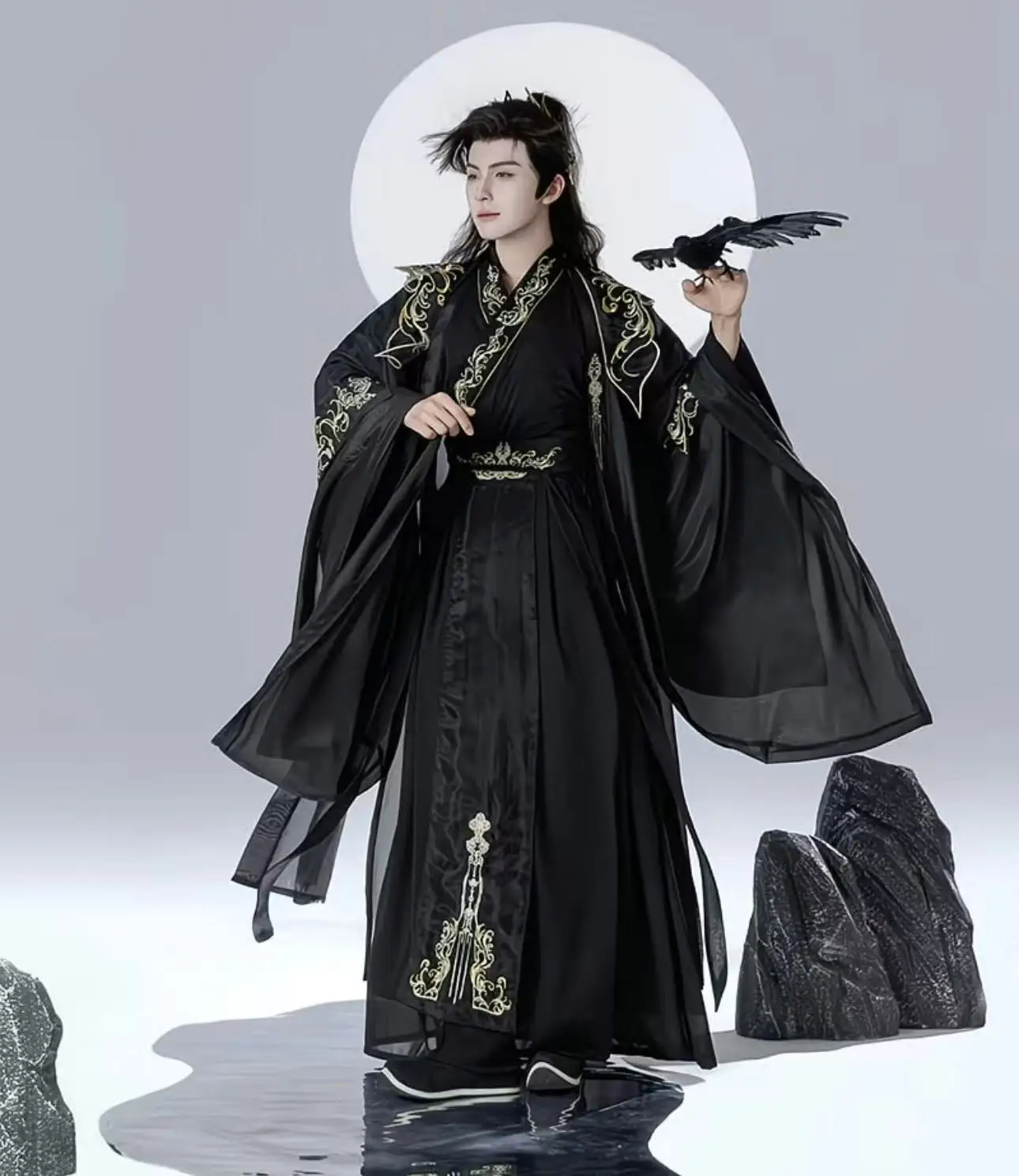 

Original Hanfu Men Women Ancient Clouds Shoulder Embroidery Large Sleeve Long Robe Halloween Fairy Martial Cosplay Costume Niche