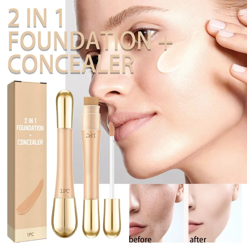 Flüssiger Concealer mit Pinsel Professional 2 in 1 Gesicht makellose Foundation Stick verbergen Gesichts Make-up Frauen Kosmetik matt