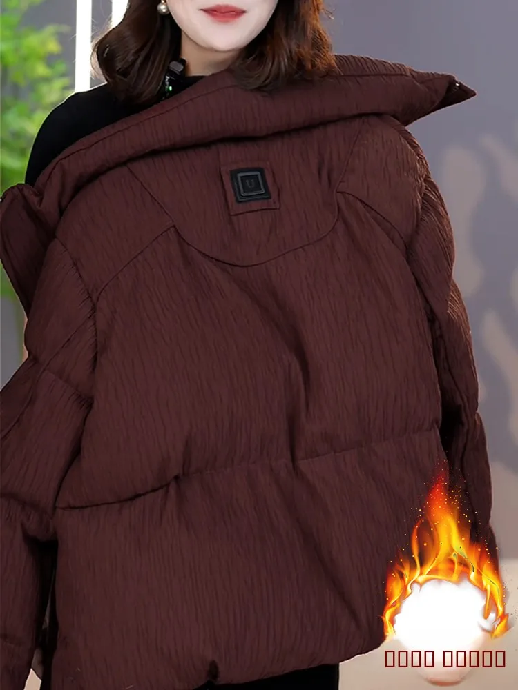 

Утепленная хлопковая куртка с воротником-стойкой для женщин, модель 2026 года, новая зимняя коллекция, универсальная теплая хлопковая куртка-пальто