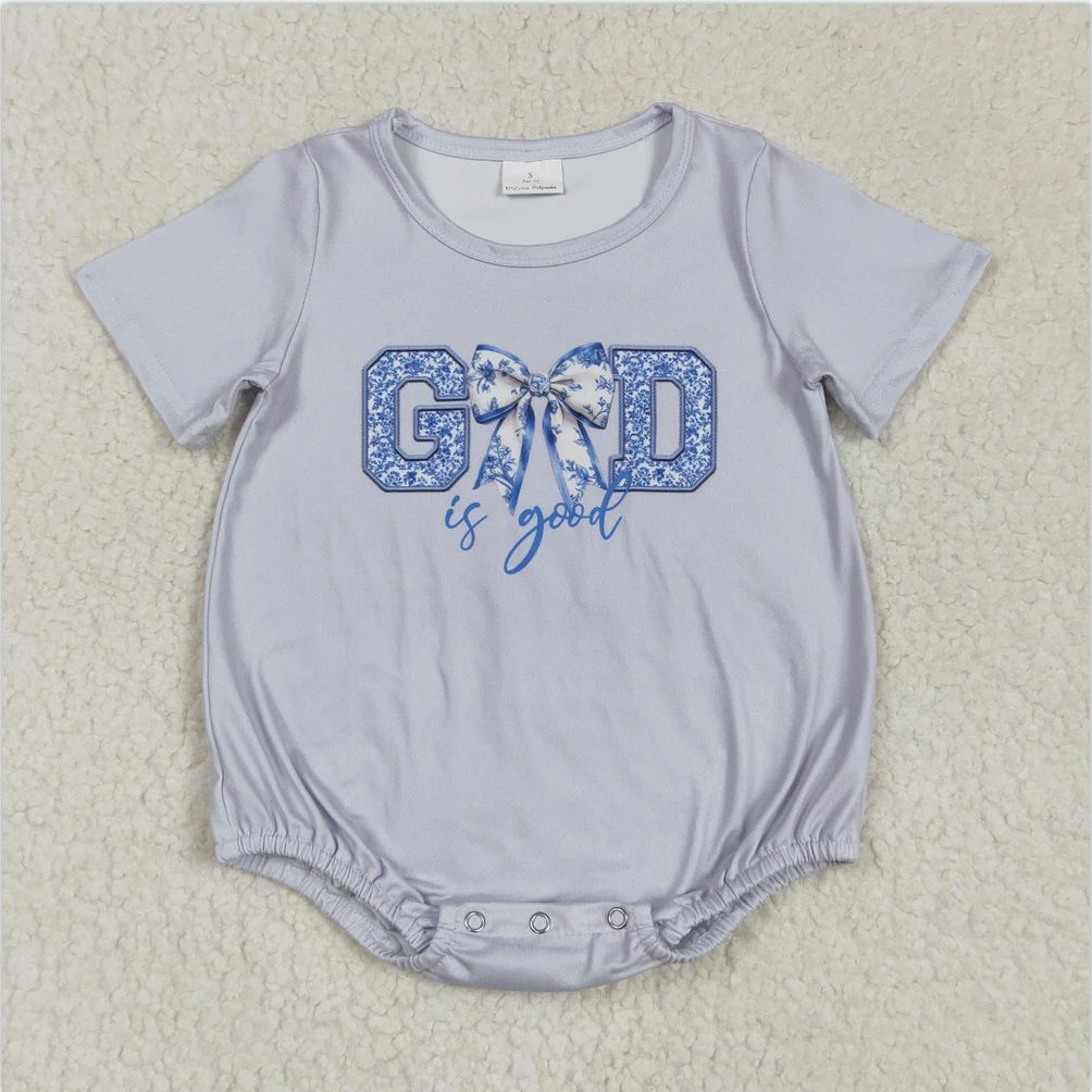 

Infant Baby Girls Boutique One-Piece Bodysuits Onesie Baby Girls Grey God Is Good Bow Infant Baby Girls Rompers