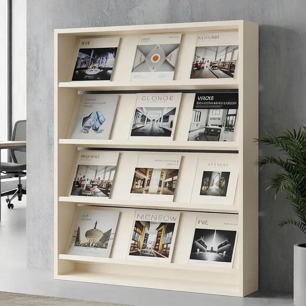 

5-Tier Wooden Brochure Holder for Magazines, Suitable for Office, Airport, Bookstore Displays