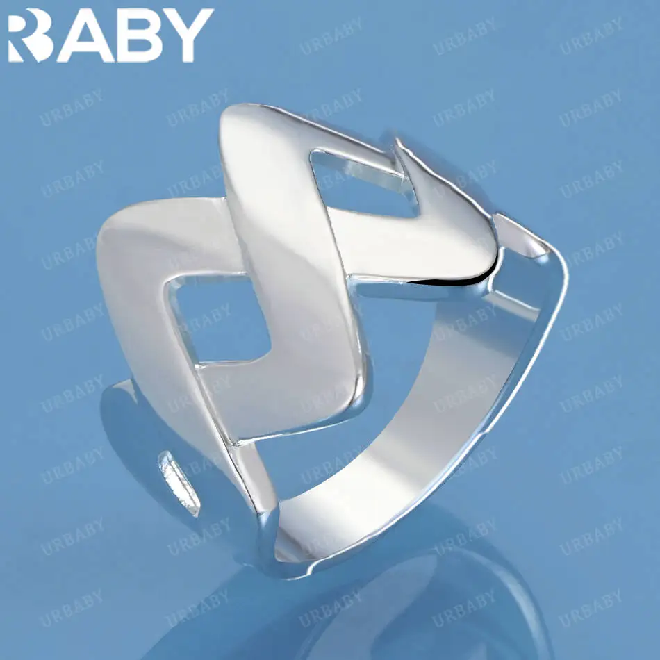 

URBABY 925 Sterling Silver Size 7-10 Wave Ring For Women Men Fashion Jewelry Vintage Grace Charm Noble Party Birthday Gifts