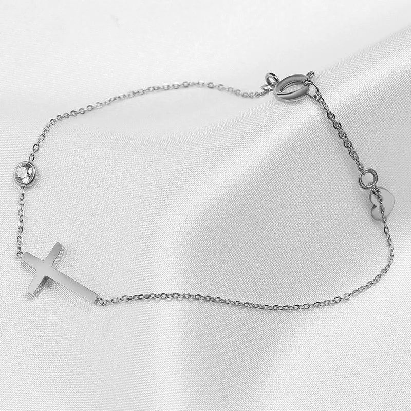 CAOSHI Fashion Simple Cross Bracelet for Women Stylish Jewelry for Daily Life Trendy 3 Metal Colors Accessories for Engagement