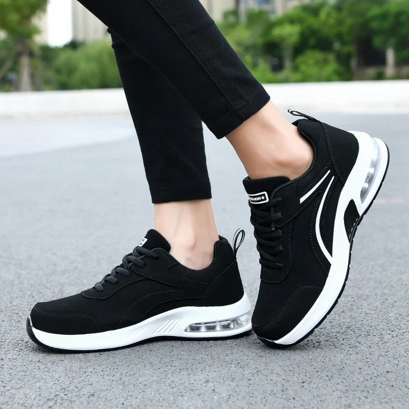 

Autumn Ladies Sports High-Quality Non-Slip Jogging Shoes, Fashion Leather Upper Running Shoes Women Soft Fitness Casual Sneakers