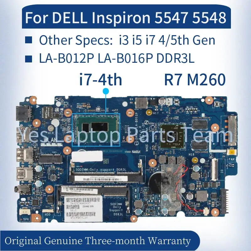 

LA-B012P LA-B016P For DELL Inspiron p39f 5547 5548 5447 5542 Laptop Mainboard i3 i5 i7 0CHTC2 05MD4V 0JGW4R Notebook Motherboard