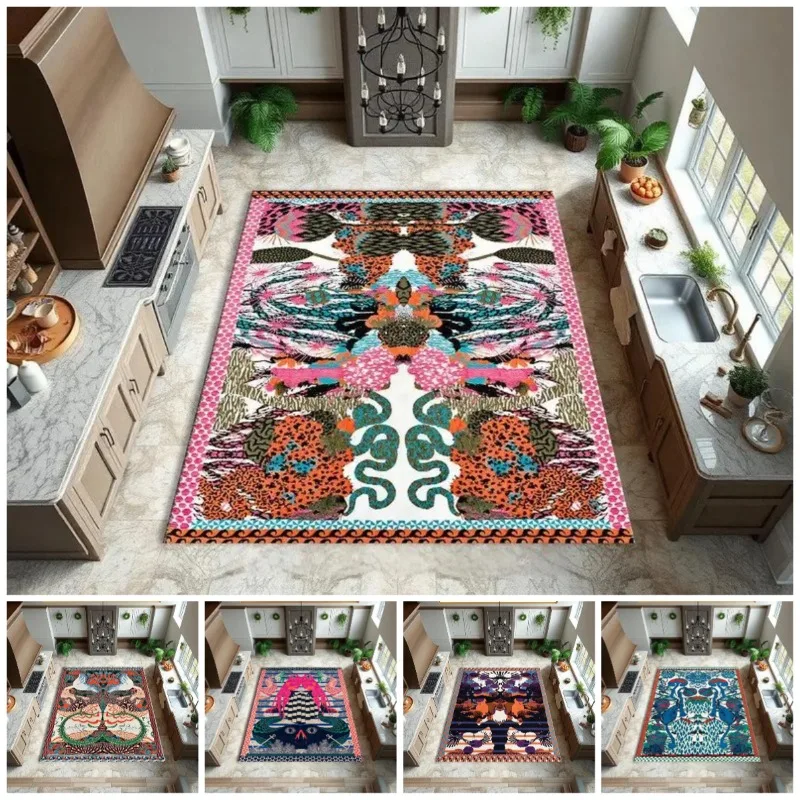 

Bohemian Carpet for Living Room Bedroom Decoration Boho Area Rugs Maximalist Room Decor Vintage Rug Non Slip Kitchen Floor Mat