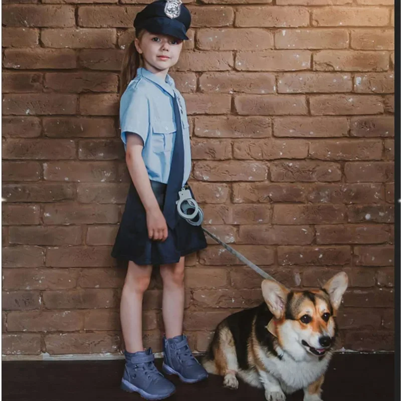 Costume de policier américain pour enfants, déguisement de policier pour filles, ensemble uniforme de flic avec accessoires, cadeaux de spectacle de fête