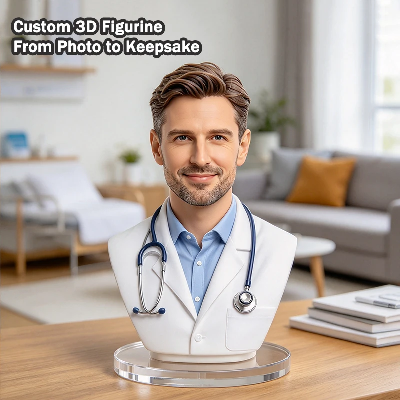 Custom Photo 3D Printed Figurine Personalized Resin Human Portrait Statue Custom Bobblehead Unique Gift for Wedding Anniversary