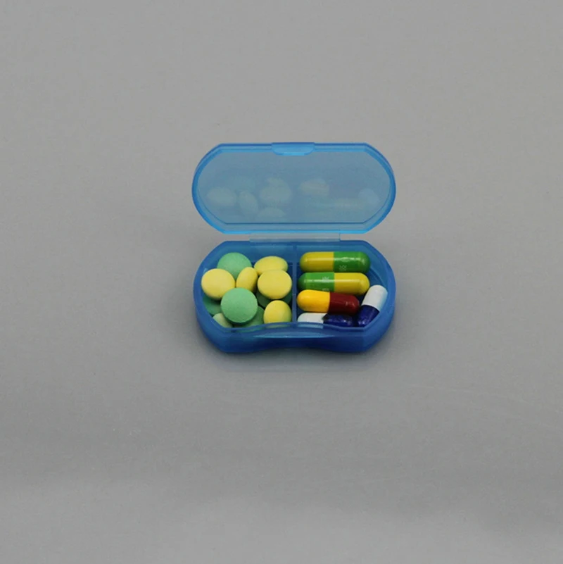 2 Compartments Travel Pill Organizer Moisture Proof Small Pill Box, Daily Pill Case Portable Medicine Vitamin Holder Container