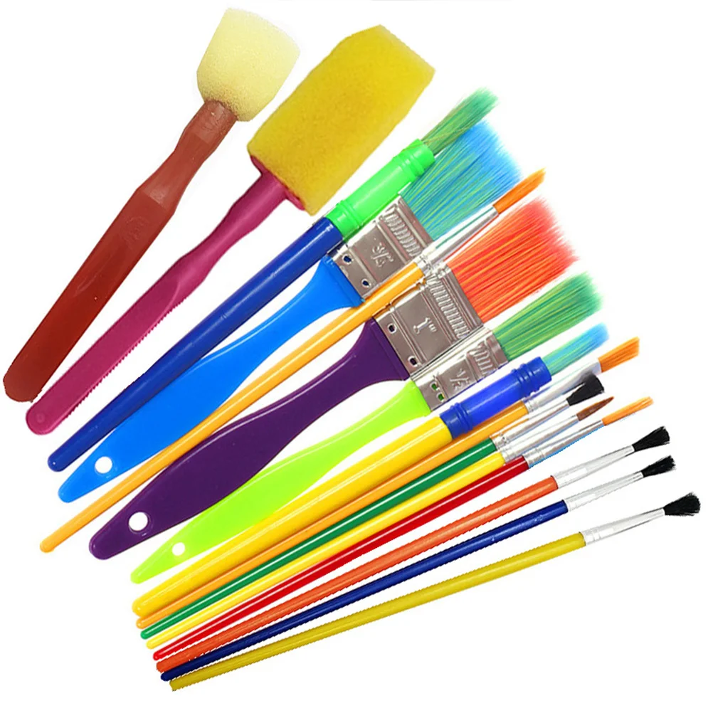 1Set Painting Brushes Plastic Durable Eco Friendly Colorful Shapes for Kids Preschool Beginners Educational Drawing Tools