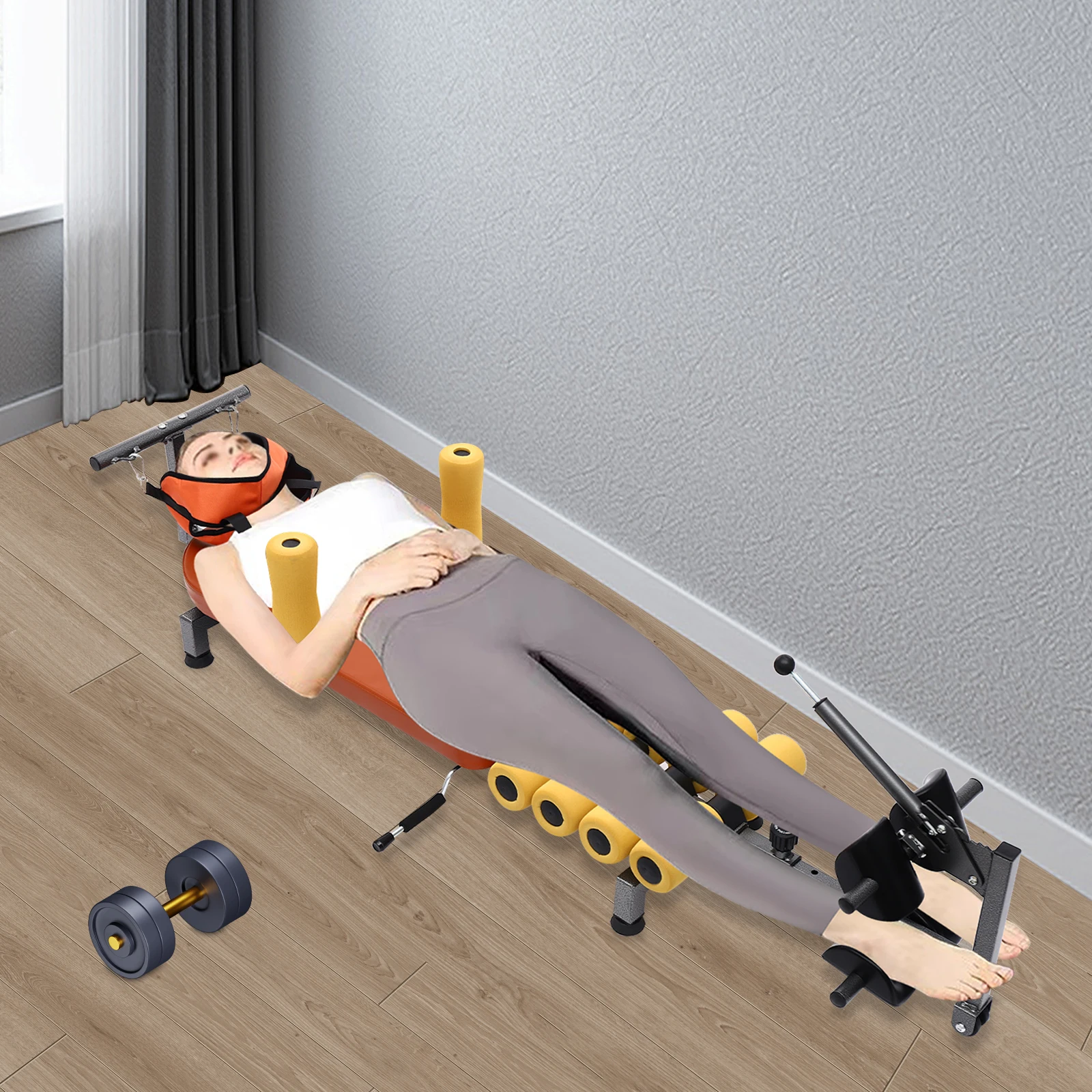 Banco de entrenamiento para espalda, banco elástico ajustable, camilla de cuello para alivio de tensión, dispositivo portátil de estiramiento de columna vertebral