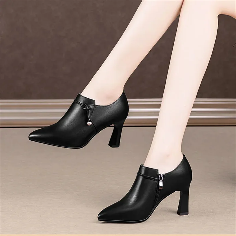 Women Fashion Sweet High Quality Sky Blue Side Zipper Pu Leather Heel Boots Lady Autumn Winter Boots Botas Femininas B9205