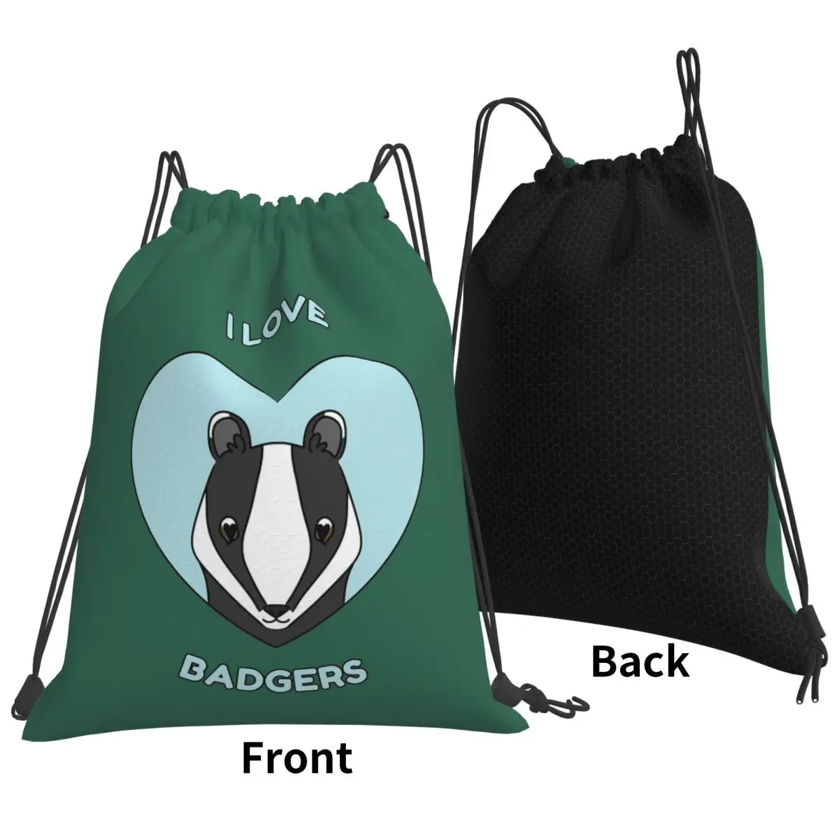 I LOVE BADGERS Backpacks Multi-function Drawstring Bags Shoes Bag Book Bags for Travel School