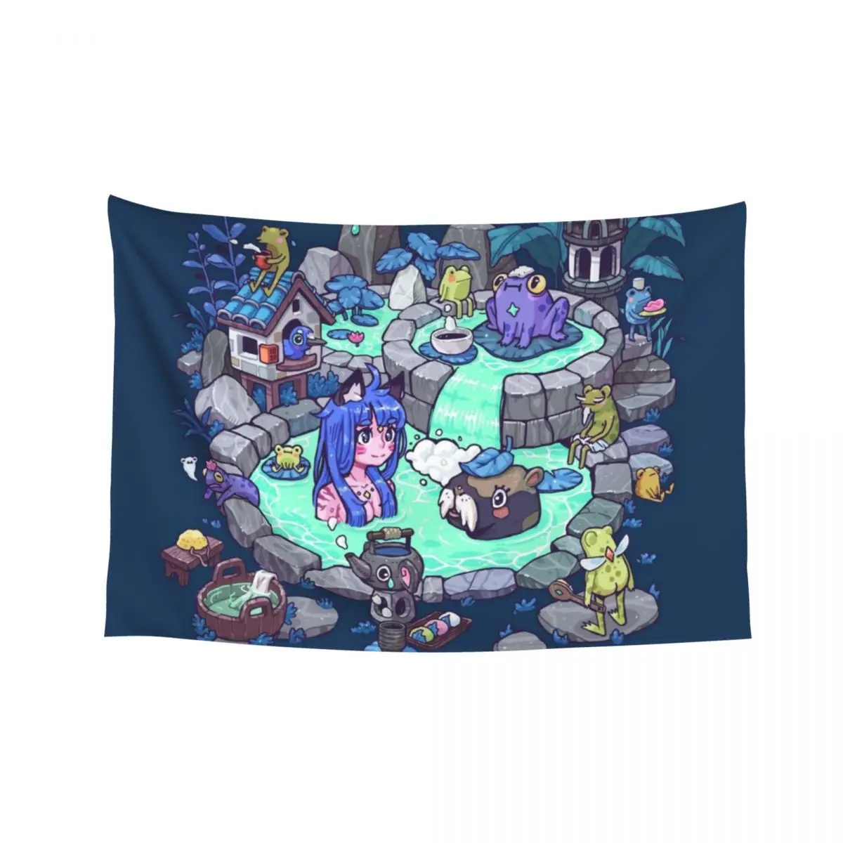 

Frog Onsen Tapestry Bathroom Decor Decor For Room Carpet On The Wall Tapestry