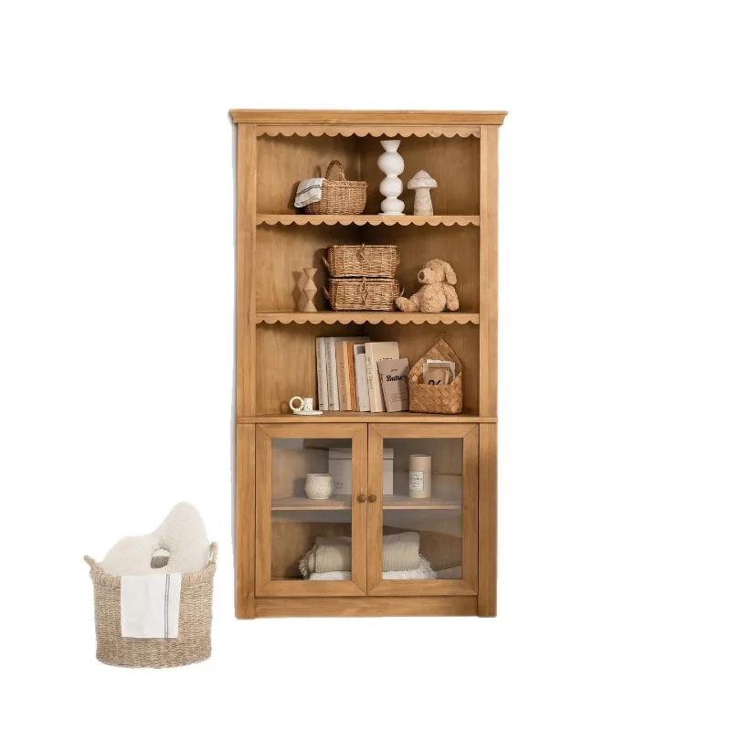 Runjia Home Furnishing Solid Wood Storage Cabinet, Corner Cabinet Corner Shelf Retro Log Wind Wall Cabinet Room Locker