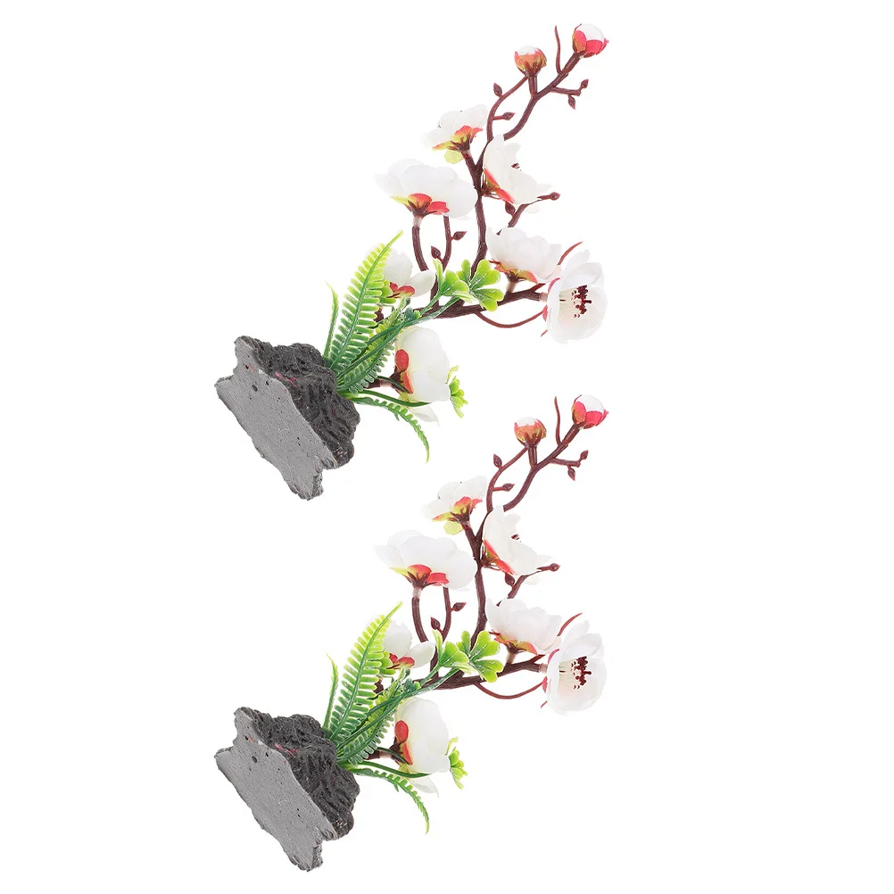 

2Pcs Sushi Restaurant Flower Desktop Ornaments White Lifelike Green Plant Dish Decorations Artificial Sashimi Plate Adornments