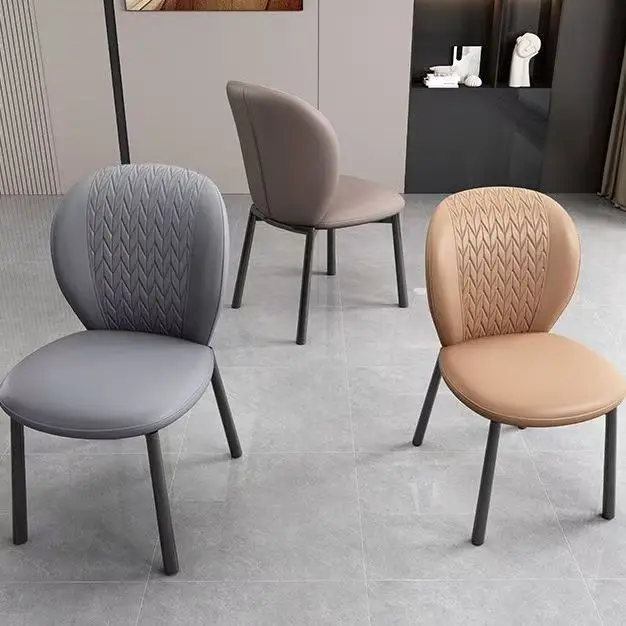 

Modern polyurethane leather dining chairs with inexpensive metal legs restaurant style home upholstered hotel or villa furniture