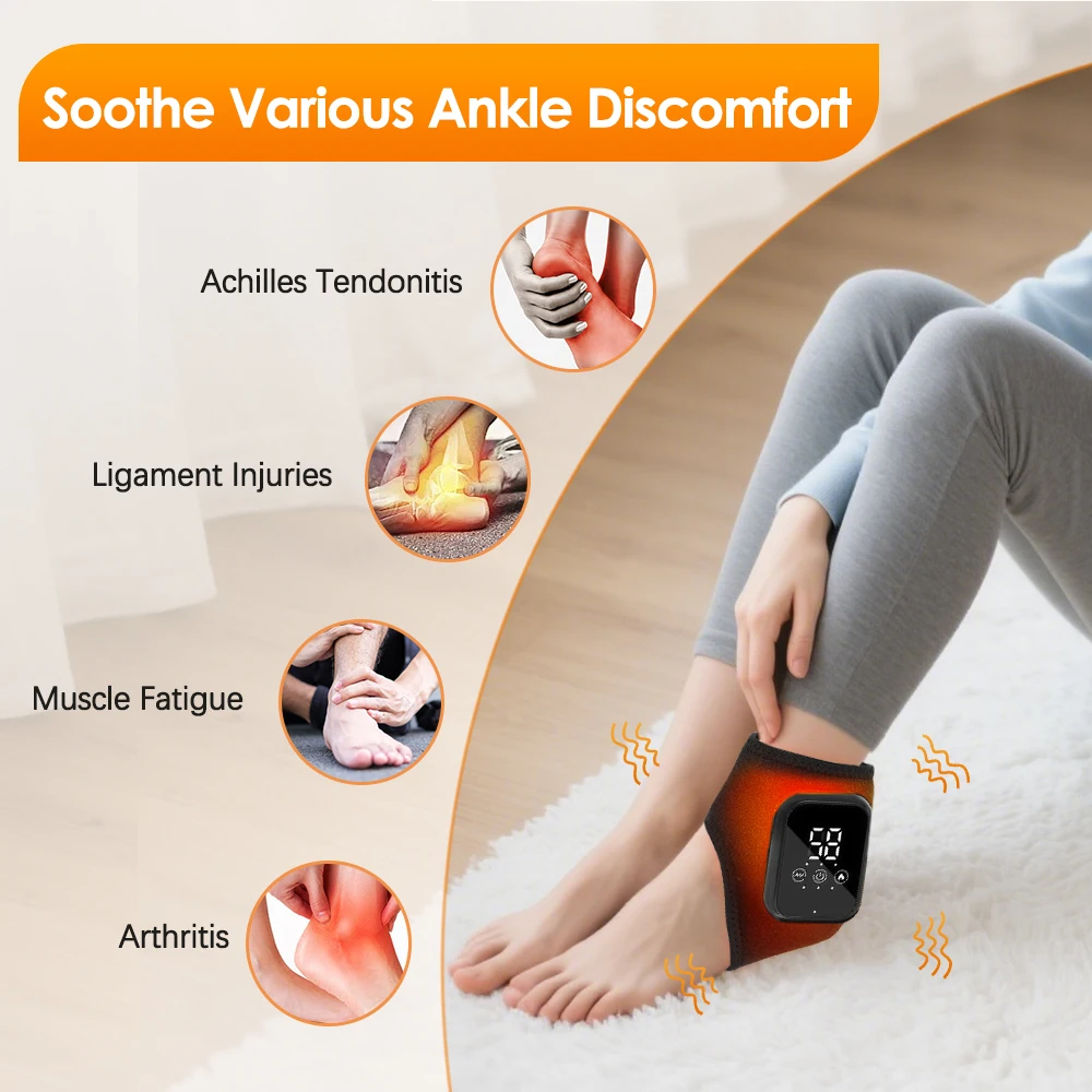 

Electric Ankle Brace with Adjustable Hot Compress Vibration Massage Ankle Guard Band Carpal Tunnel Foot Protection Support Tool