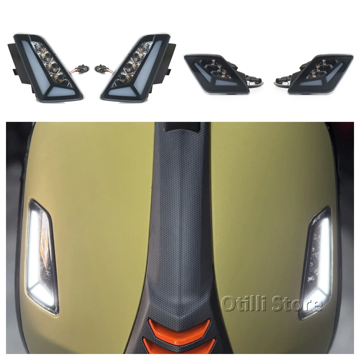 

New Motorcycle LED Front Rear Turn Signal Light Indicator Daytime Running Light Flasher For Vespa GTS 300 GTS300 2023 2024 2025