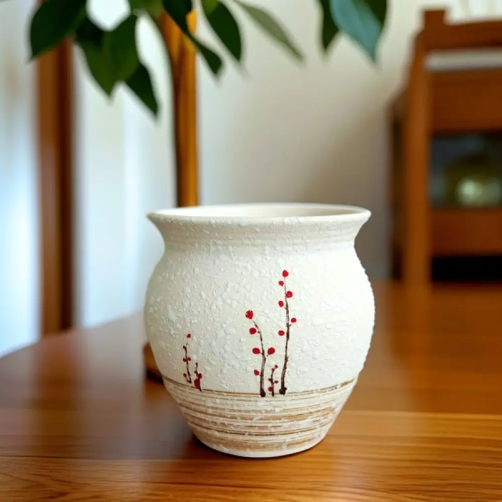 Small Ceramic Succulent Planter Pot Handmade Vintage Rough Pottery Desktop Vase Minimalist Home Office Garden Decoration