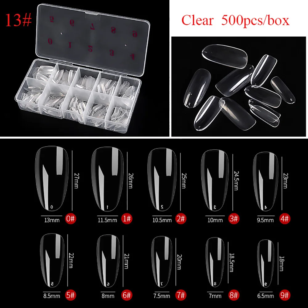 500pcs/Box False Nail Tips Clear Artificial Half Cover French Manicure Nails