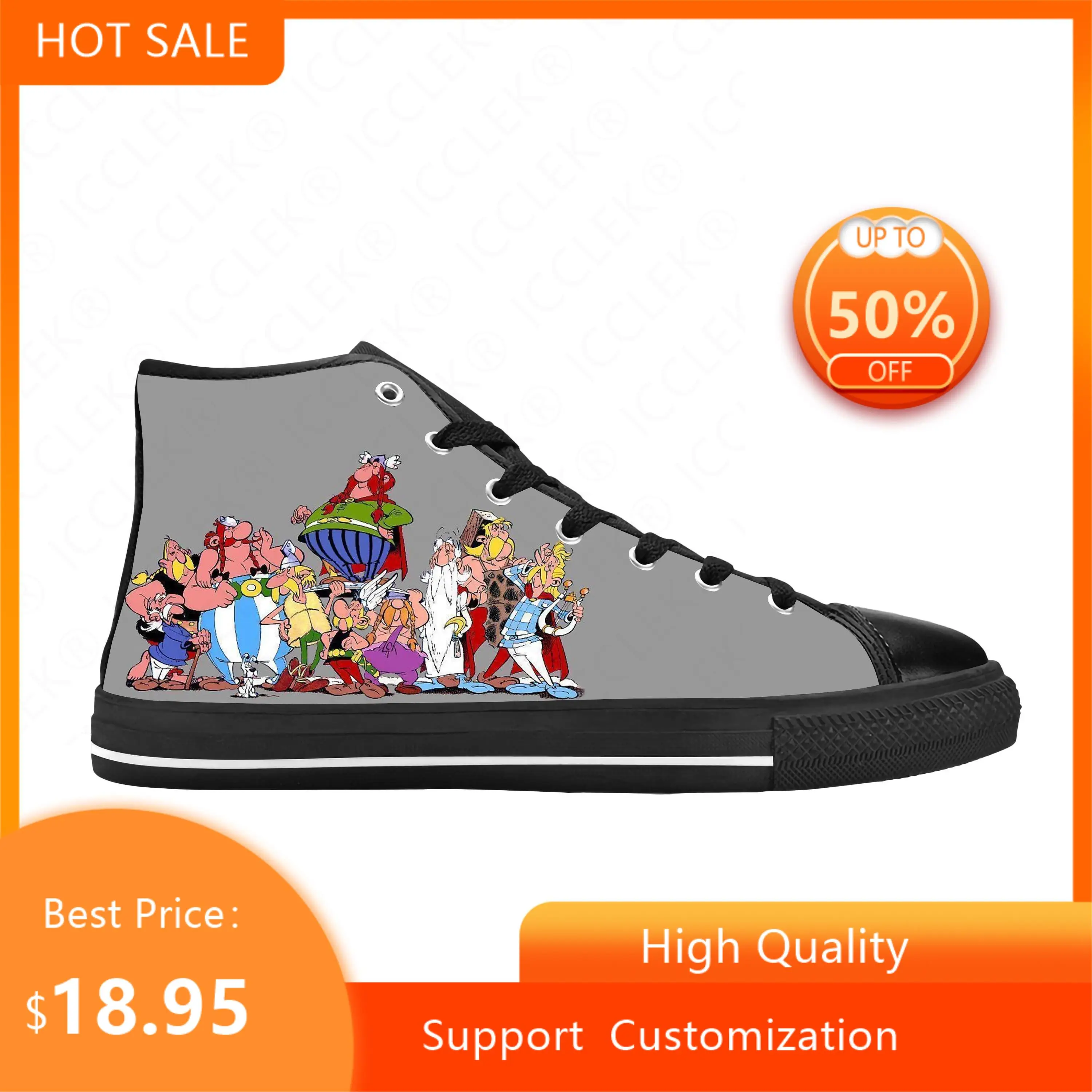 Asterix Adventure Obelix Anime Cartoon Manga Cool Casual Cloth Shoes High Top confortevole traspirante stampa 3D uomo donna Sneakers