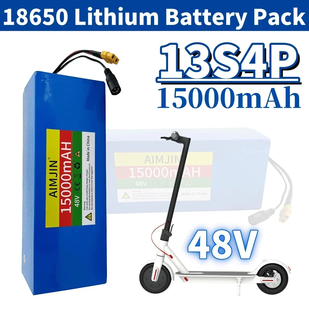 

18650 13S4P 48V 15000mAh Lithium Battery Pack,for Electric Scooter Bicycle Li-ion Replacement Batteries with BMS