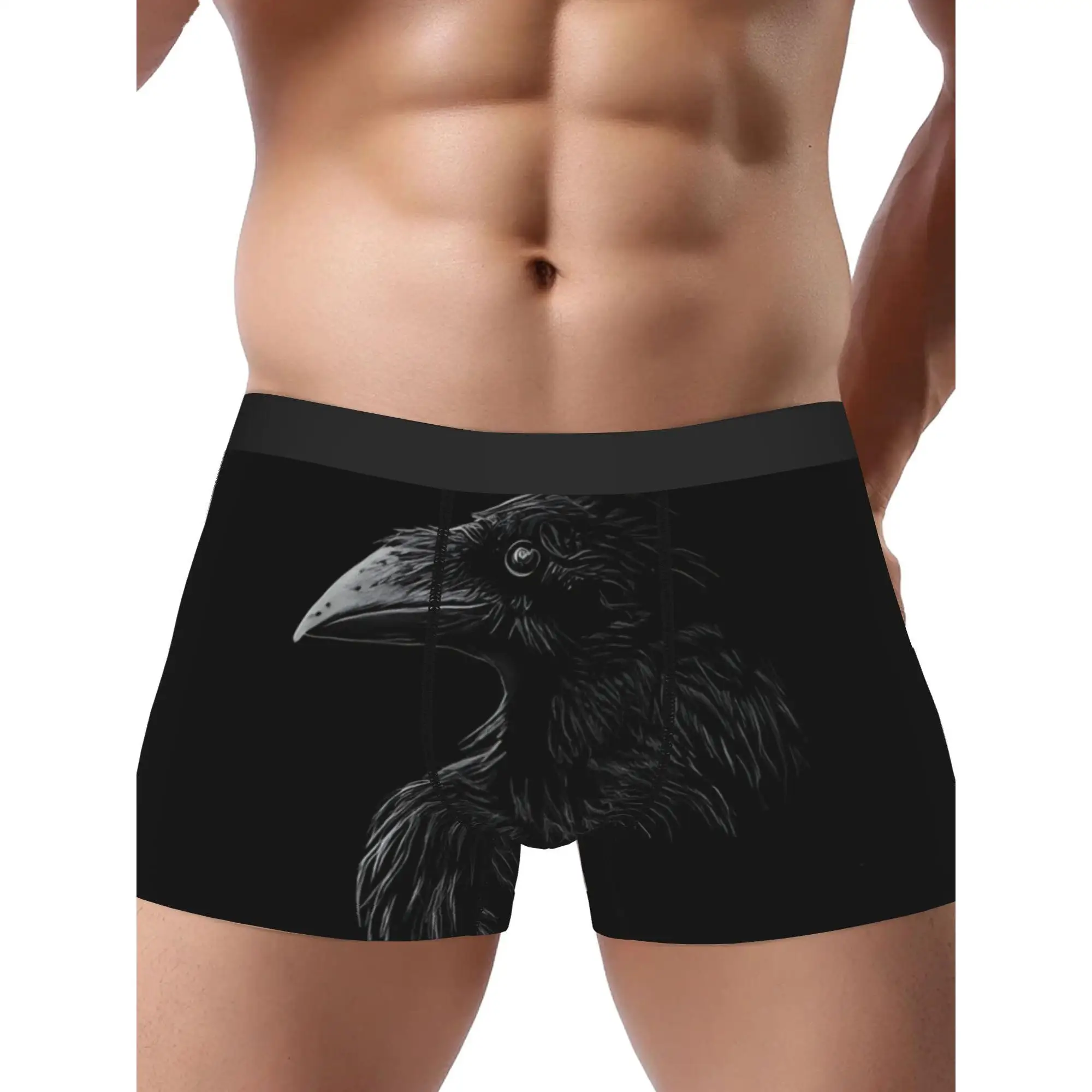Men'S Breathable Boxer Briefs Featuring a Mystical Black Raven Design