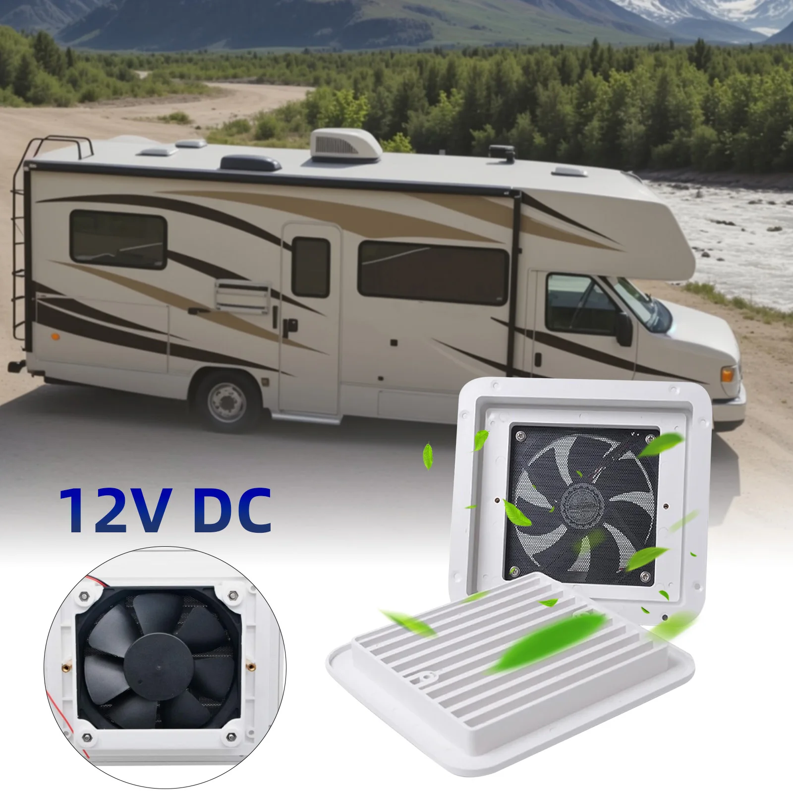 Auto Parts Air Vent Ventilation Blade Fan Exhaust Fan Plastic Cooling Waterproof Rv Trailer Caravan Side White 12V 1 Set