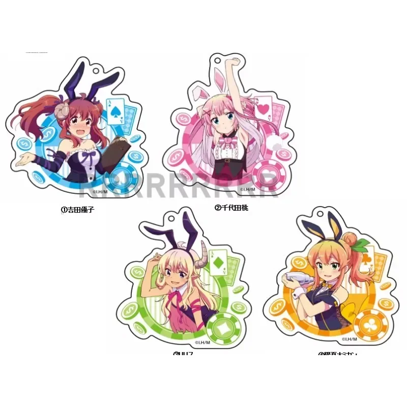 Jogo hinatsuki mikan yoshida youko chiyoda momo lilith chaveiro boneca anime acrílico chaveiro pingente para presente