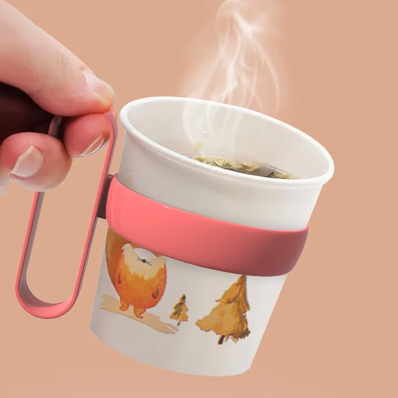 10pc random colors Portable Cup Holders with Handles! Heat-Resistant. Disposable Cup Stand for Home & Office,Durable Plastic