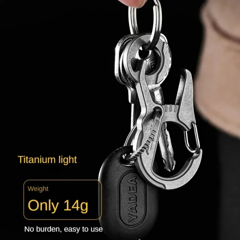 Maeerxu Titanium Alloy Keychain Metal Portable Keychain Multifunctional Bottle Opener Light EDC Keyring Accessories Outdoor Tool