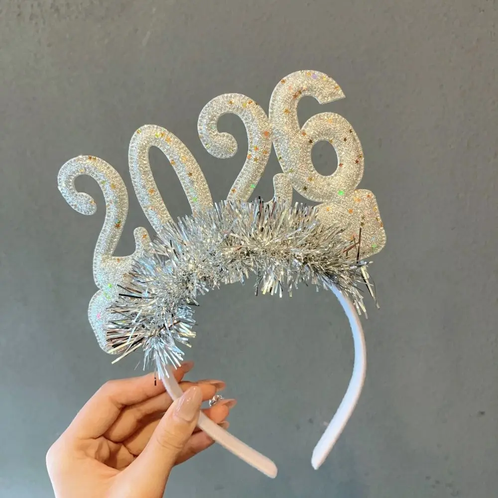 

Sequin 2026 Happy New Year Headband Sweet Creative New Year Decorative Headdress Cute Colorful Christmas Headpiece