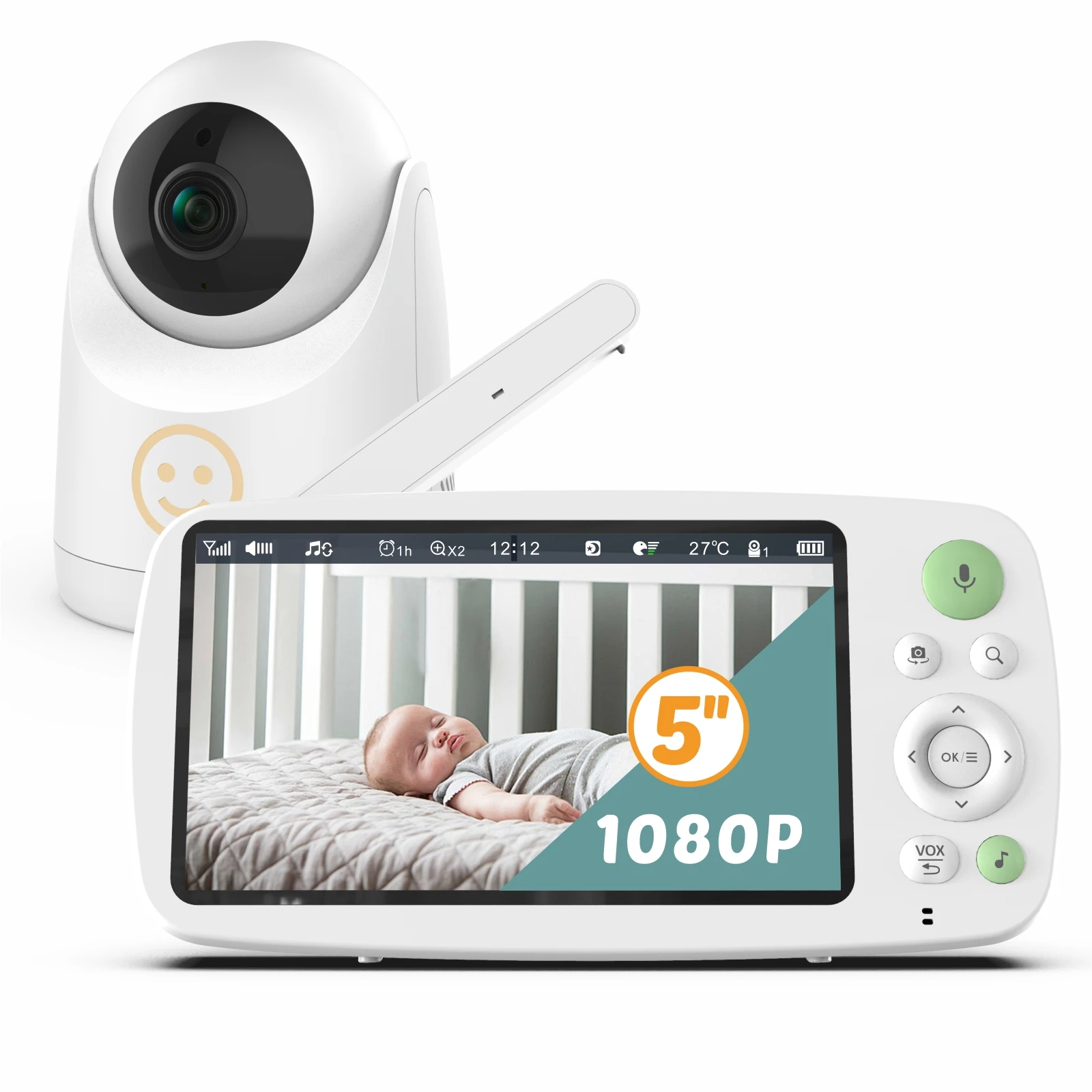 

GP5200 New Baby Monitor HD Audio and Video Wireless 5-inch 1080P Child Safety Monitor Night Vision Multi-function Monitoring