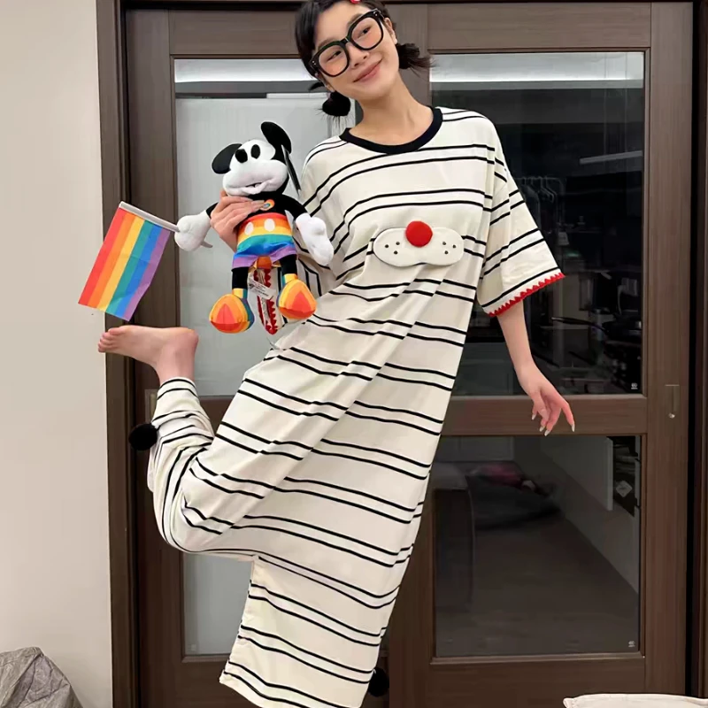 Sleepwear Women's Clothing Summer Cartoon Korea Thin New Home Loose Simple Affordable Skinny High Quality Soft Comfortable Cool