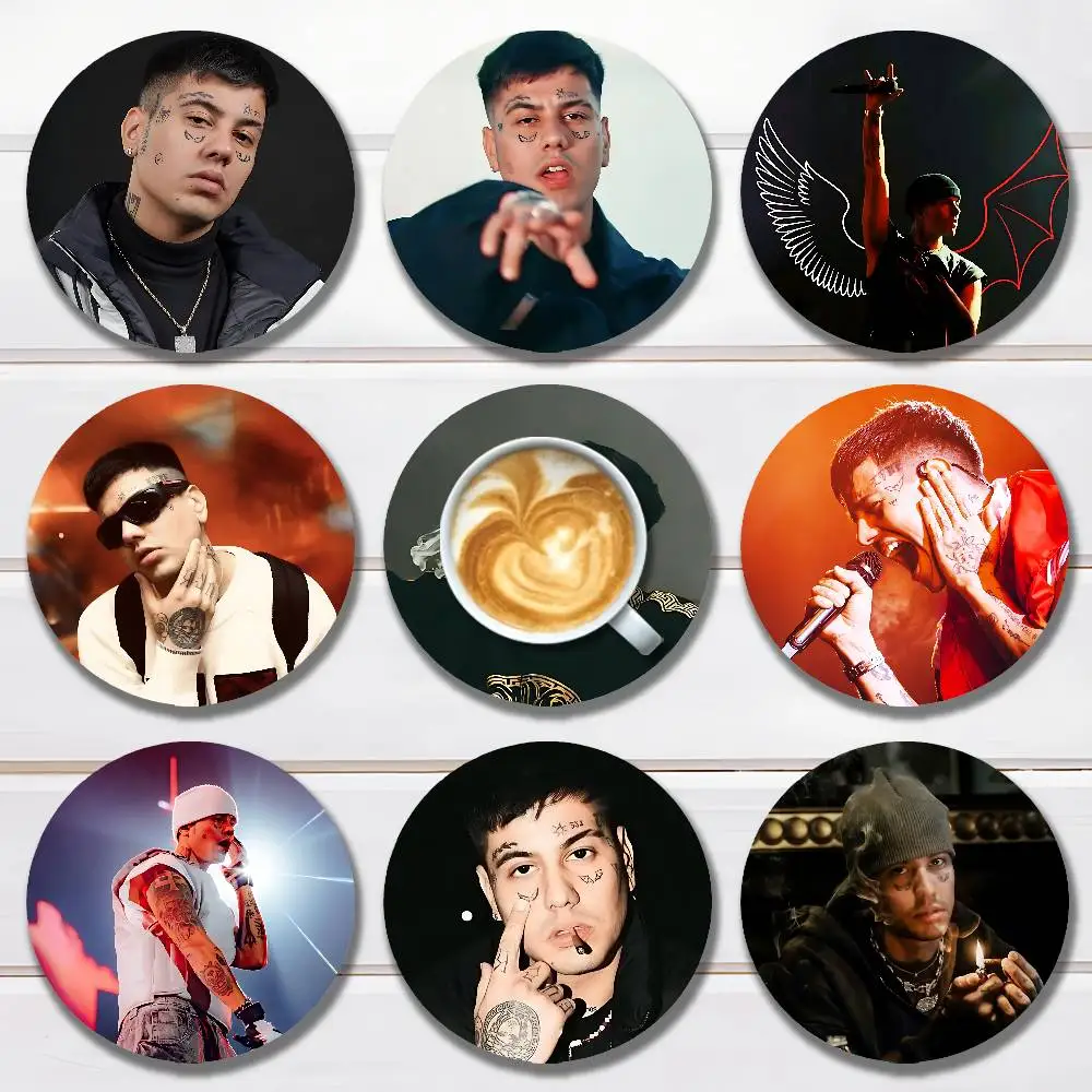 

D-Dukis Rapper 5202 Heat Resistant Round Wooden Coasters Non-slip Drink Cafe Decoration 2D Flat Color Print Coasters