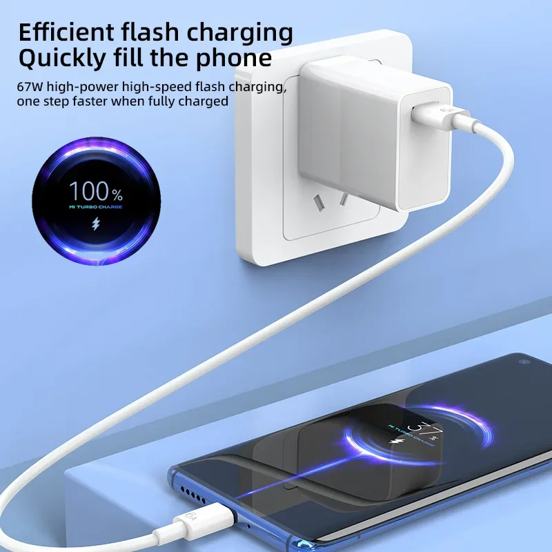 6A 67W Fast USB Charger for Xiaomi 14 13T 12 Lite 11 Ultra Redmi Note 13 12 11 10S 9 Pro POCO Turbo Charge Type C Charging Cable