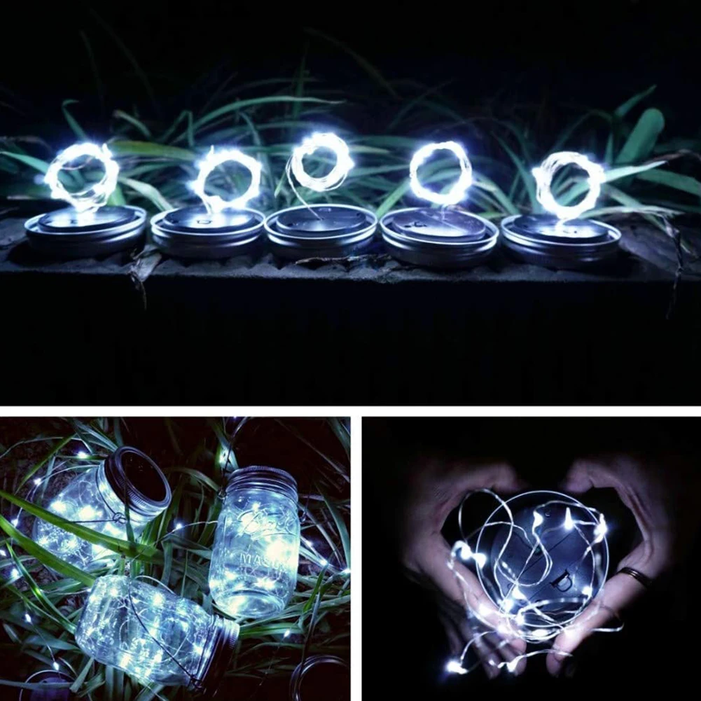 

Glass Lantern Solar String Lights Outdoor Hanging Mason Jar Lamp Garden Decor Street Lawn Yard Landscape Decorative