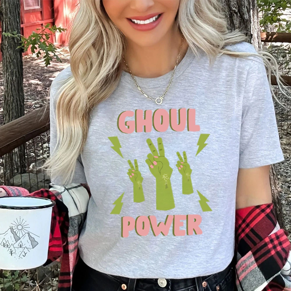 

Ghoul Power Shirts for Women Halloween BYeah Women's Clothing Tees Slogan T-shirt for Women Women's Halloween Clothing T-shirts