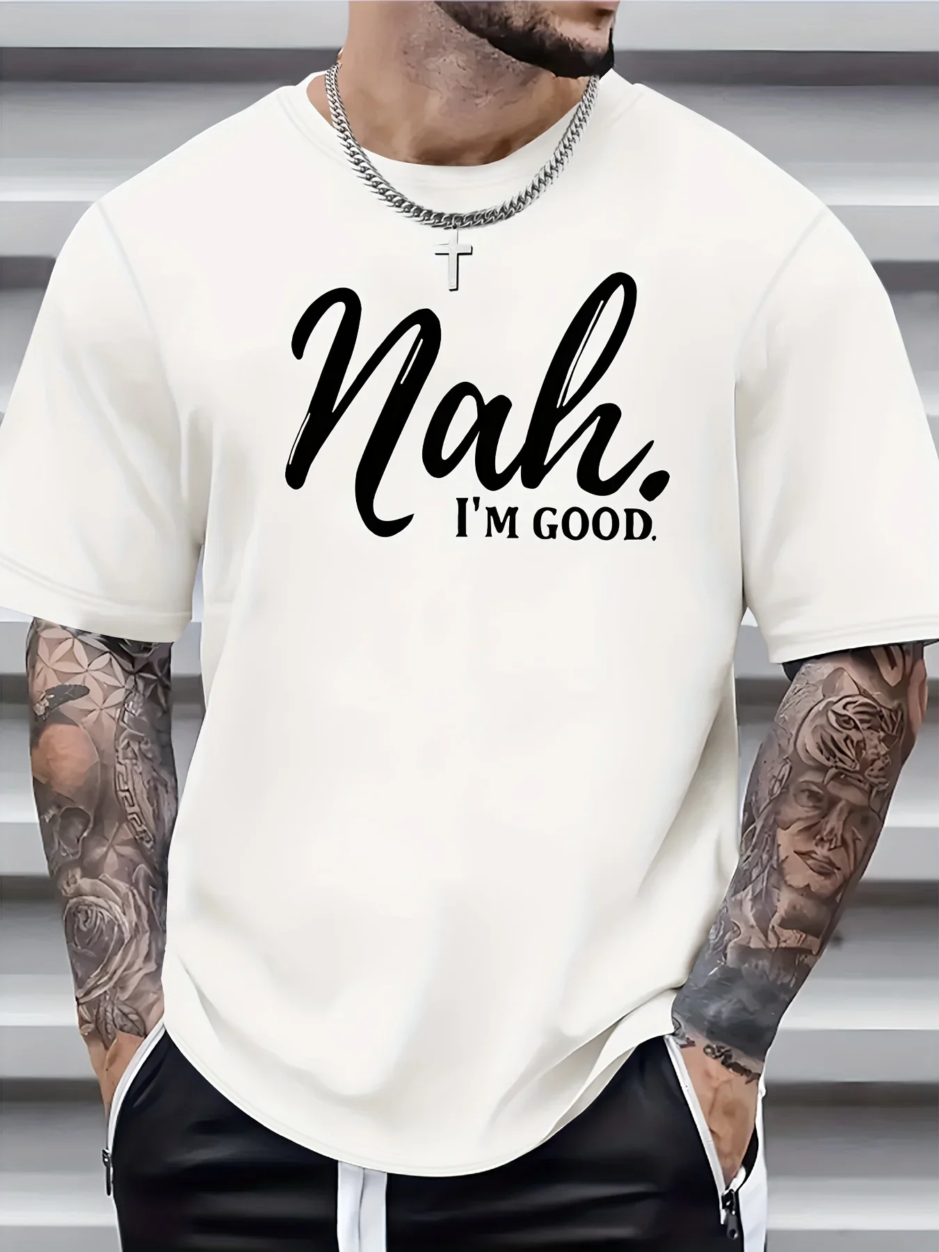 Men's Women Kids Summer Casual Loose Size 100% Cotton Nah I'm Good Print Round Neck Short Sleeve T-shirt Top