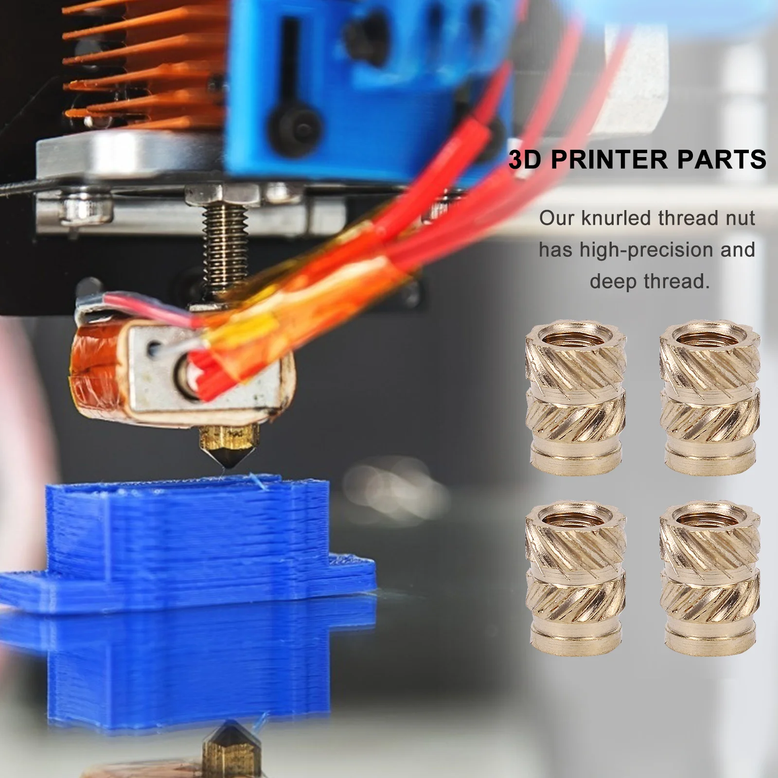 

100Pcs Durable Copper Alloy Threaded Inserts Hot-Melt Press Fitting Nuts for 3D Printer Accessories Embedment Threaded Inserts
