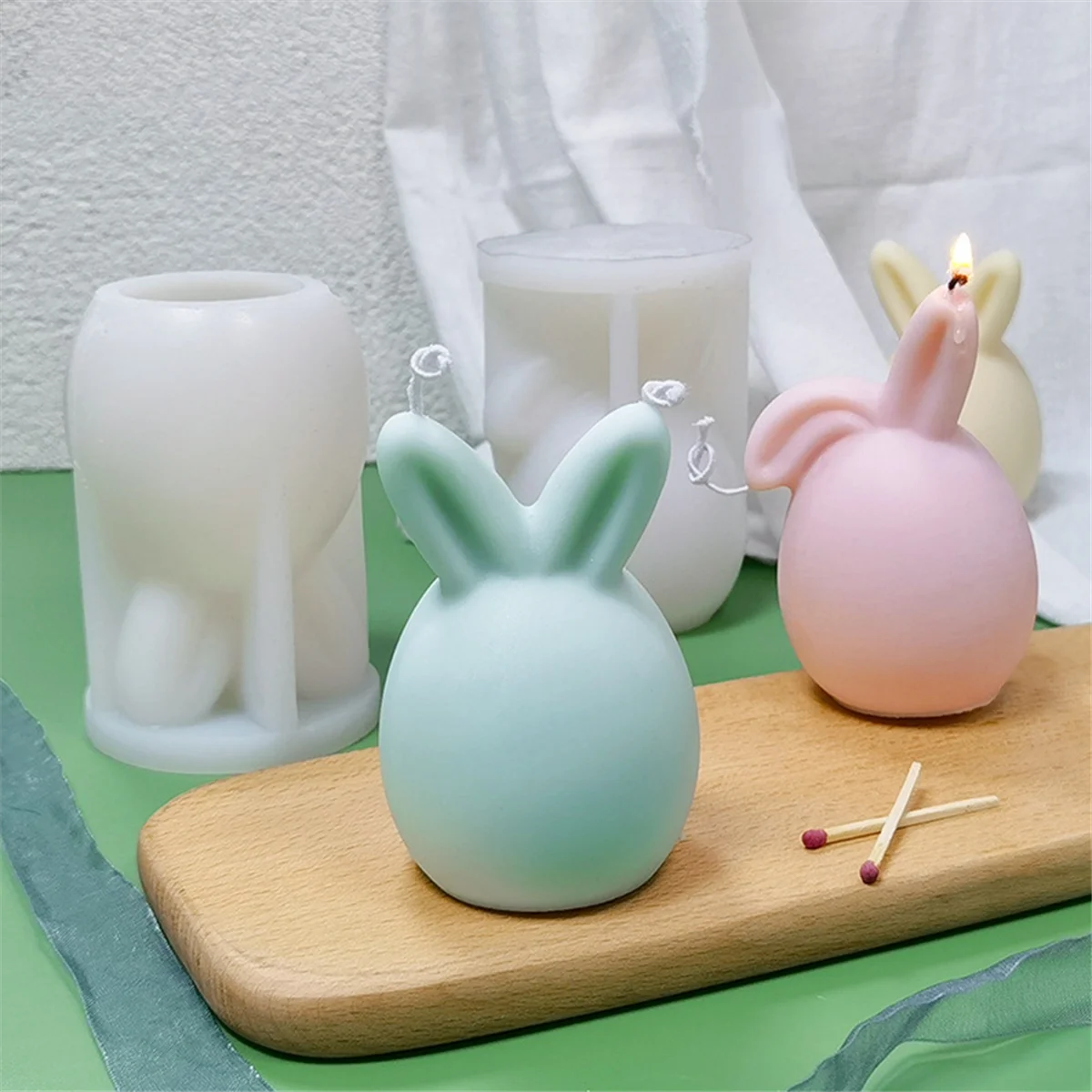 B Easter Bunny Candle Mold,Happy Bunny Silicone Mold for Candle Making, Chocolate, Cake Decoration, Soap, Resin Mold