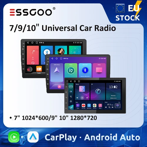 ESSGOO 7 9 10 ""Radio de coche Android Auto Carplay reproductor Multimedia estéreo de coche Universal WIFI GPS Autoradio sistemas inteligentes de coche