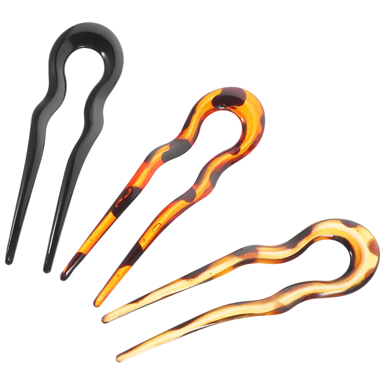 

3 Pcs Vintage Claw Hairpin Barrettes for Women French Clips U Shape Large Spots Retro Accessories Elegant Delicate for Bun