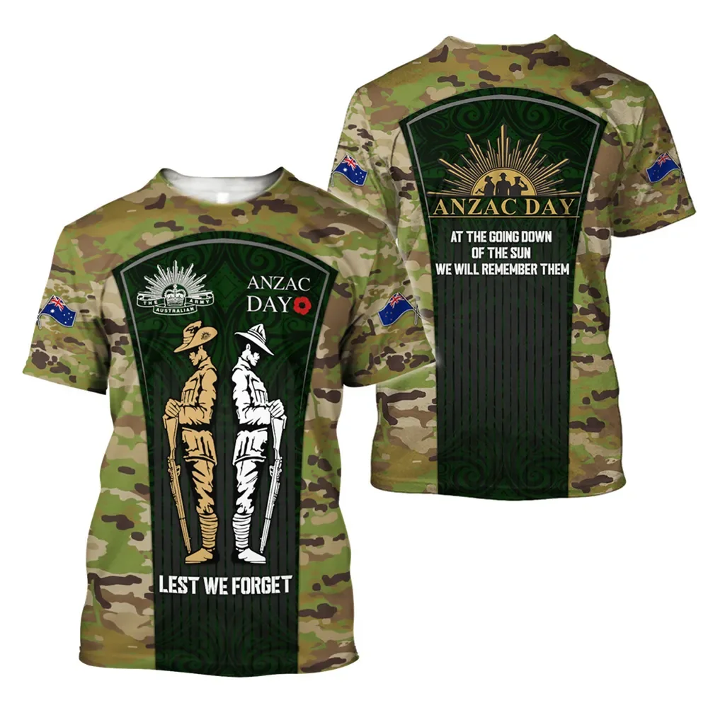 2024 New T Shirt For Men 3D T-shirt  Anzac Day  Graphic Camo Splice Pockets Tops Pullovers Fashion Men T-shirts